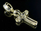 2.2ct Round Cut VVS1D Diamond Egyptian Ankh Cross Pendant 14k Yellow Gold Finish