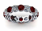 2ct Round Cut Red Garnet Eternity Wedding Band Ring 14k White Gold Finish