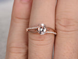 1.6ct Oval Cut Peach Morganite Engagement Ring 14k Rose Gold Finish Split Shank