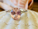 2.2ct Engagement Ring Oval Cut Morganite 4 Prong Solitaire 14k White Gold Finish