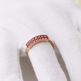 1.5ct Round Pink Ruby Wedding Band Stackable Half Eternity 14k Rose Gold Finish