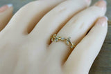 0.3ct Round Cut Diamond Engagement Ring 14k Yellow Gold Finish Floral Petal Leaf