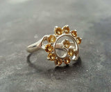 1.5ct Engagement Ring Round Cut Yellow Citrine Swirl Twist 14k White Gold Finish