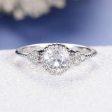 1.2ct Round Cut Diamond Engagement Ring 14k White Gold Finish Trilogy Solitaire