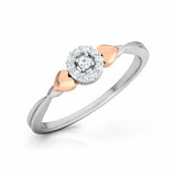 1ct Engagement Ring Round Diamond Halo Heart Shape Accents 14k White Gold Finish