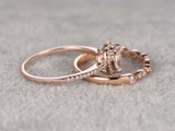 2ct Heart Cut Champagne Morganite Bridal Set Engagement 14k Rose Gold Finish New