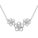 1ct Round Cut Diamond Hollowed Flowers Pendant with Chain 14k White Gold Finish