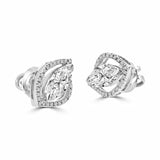 1ct Marquise Cut VVS1 D Diamond Cluster Stud Earring Women 14k White Gold Finish