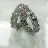 10.5ct Emerald Cut Diamond Full Eternity Two Wedding Bands 14K White Gold Finish