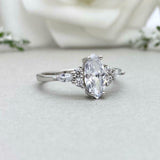 1.4ct Engagement Ring Marquise Cut Diamond Solitaire Petite 14k WhiteGold Finish