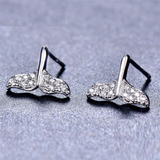 1.3ct Round Cut Diamond Mermaid Tail Wedding Stud Earrings 14k White Gold Finish