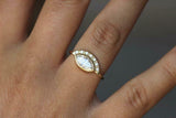 0.25ct Marquise Cut Diamond Engagement Ring 14k Yellow Gold Over Egyptian Crown