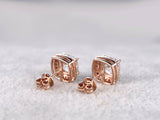 1ct Cushion Cut Color Diamond Squarish Stud Earrings Women 14k Rose Gold Finish