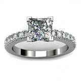 2.2ct Princess Cut Diamond Accent Solitaire Engagement Ring 14k WhiteGold Finish