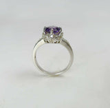 1.4ct Round Cut Purple Amethyst Engagement Ring 14k White Gold Finish Solitaire