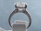 2.5ct Cushion Cut Diamond Accents Solitaire Engagement Ring 14k White Gold Over