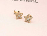 Flower Design Stud Earrings 1ct Round Cut VVS1D Diamond 14k Yellow Gold Finish