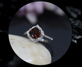 2ct Cushion Cut Red Garnet Engagement Ring 14k White Gold Finish Cocktail Party