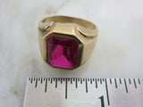 5ct Emerald Cut Pink Ruby Solitaire Mens Engagement Ring 14k Yellow Gold Finish