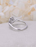 2ct Oval Cut Diamond Engagement Ring Vintage Art Deco Halo 14k White Gold Finish