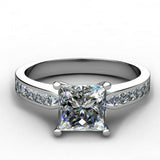 1.8ct Princess Cut VVS1D Diamond Accent Engagement Ring 14k White Gold Finish