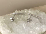 0.7ct Round Cut Diamond Accents Vertical Bar Stud Earrings 14k White Gold Finish