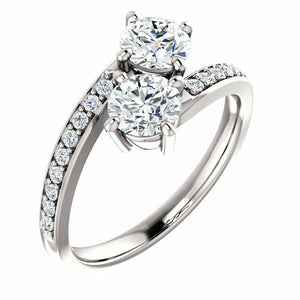 2.5ct Round Cut Diamond 2 Stone Solitaire Engagement Ring 14k White Gold Finish