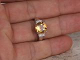 2ct Round Cut Yellow Citrine Stackable Women Engagement Ring 14k White Gold Over