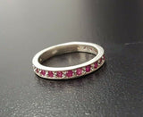 1ct Round Cut Pink Ruby 3/4 Eternity Wedding Ring Band 14k White Gold Finish