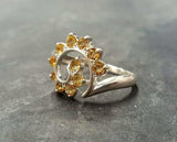 1.5ct Engagement Ring Round Cut Yellow Citrine Swirl Twist 14k White Gold Finish