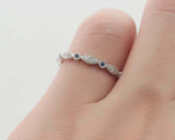 1ct Round Blue Sapphire Wedding Band Milgrain Full Eternity 14k White Gold Over