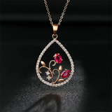 2ct Oval Cut Pink Ruby Flower Design Pendant 14k Rose Gold Finish NO CHAIN