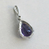 2ct Pear Cut Purple Amethyst Water Drop Pendant 14k White Gold Finish NO CHAIN