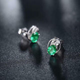 2.2ct Stud Earrings Oval Cut Green Emerald Stylish Design 14k White Gold Finish