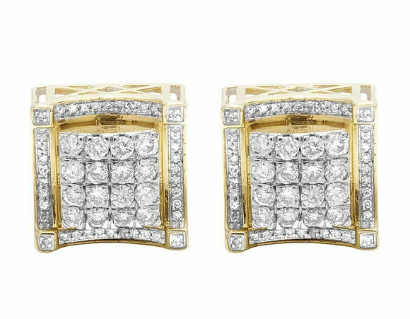 1.4ct Round Cut Diamond Halo Cluster Stud Earrings Women 14k Yellow Gold Finish