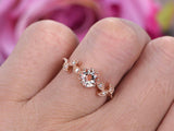 1ct Round Cut Peach Morganite Engagement Ring 14k Rose Gold Over Milgrain Unique