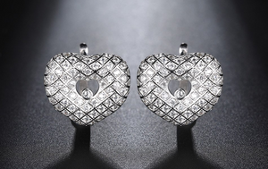 3ct Round Cut Diamond Heart Shape for Women Drop Earrings 14k White Gold Finish