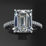 3ct Emerald Cut VVS1D Diamond Round Accents Solitaire Ring 14k White Gold Finish