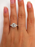 5Ct Emerald Cut Diamond Solitaire Ring 18K White Gold Finish Calf Head Accents