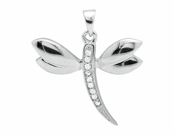 0.2ct Round Cut VVS1D Diamond Pendant Dragonfly 14k White Gold Finish NO CHAIN