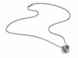 1ct Diamond Pendant with Chain Heart Cut Bezel Set Solitaire 14k White Gold Over