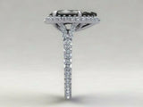 1.6ct Pear Cut Black Diamond Accents Halo Engagement Ring 14k White Gold Finish