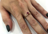 1ct Round Cut Pink Ruby Floral Petal Solitaire Engagement Ring 14k RoseGold Over