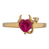 1ct Engagement Ring Heart Cut Pink Ruby Devil Solitaire 14k Yellow Gold Finish