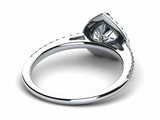 1.6ct Engagement Ring Heart Cut Diamond Round Accent Halo 14k White Gold Finish