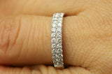 3Ct Round Cut DVVS1 Diamond Cluster Two Row Wedding Band 14K White Gold Finish