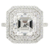 3ct Asscher Cut Diamond Engagement Ring Dual Halo Solitaire 14k WhiteGold Finish