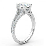 2ct Round Cut VVS1D Diamond Split Shank Engagement Ring 14k White Gold Finish