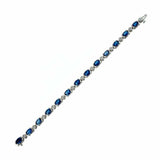 14ct Oval Cut Blue Sapphire Diamond Women Tennis Bracelet 14k White Gold Finish