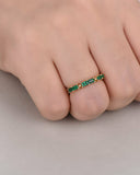 2Ct Baguette Cut Green Emerald Minimalist Wedding Band Ring 14K Yellow Gold Over